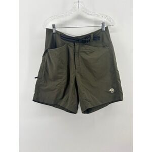 Mountain Hardwear Mens Hiking Shorts Olive Green Belted Outdoor Trail Size Small